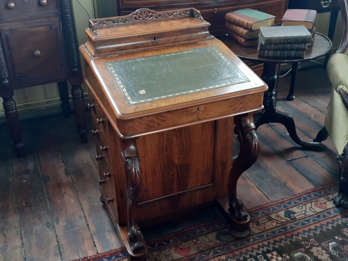 19th century walnut Davenport